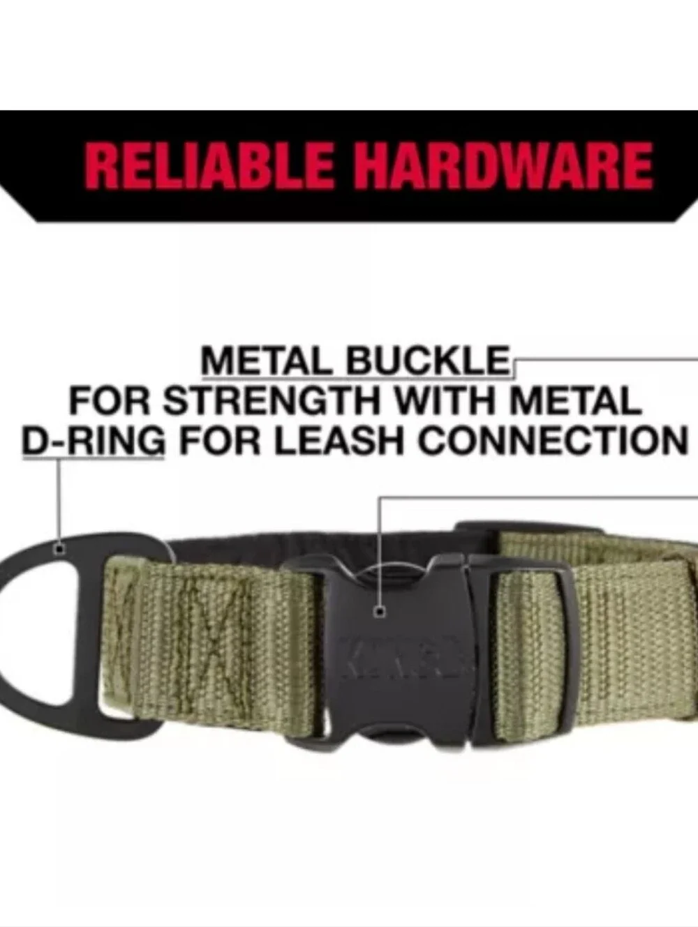 Kong Ultra Durable Padded Olive Green Dog Collar Size L NWT